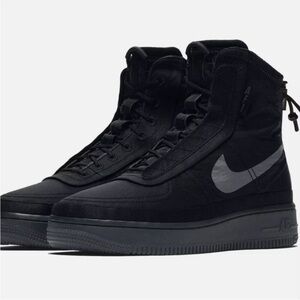 Nike Air Force 1‎ High Shell Sneakers in Black Graphite 7.5
